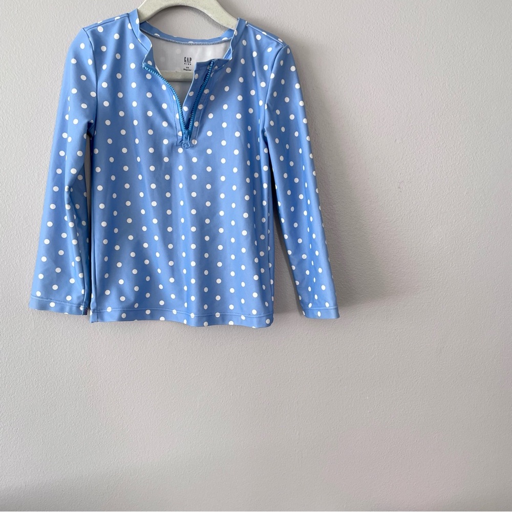 Gap XS rash guard periwinkle blue polka dot full coverage